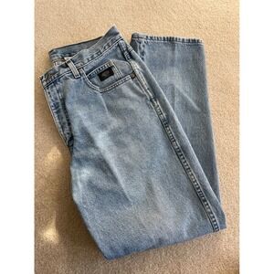 Vintage 90s Harley Davidson Mens Relaxed Fit Light Wash Denim Jeans Size 34x30